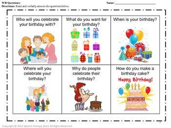 Speech Therapy Happy Birthday Language and Articulation by Speech Therapy
