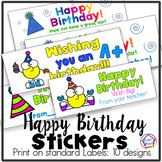 Happy Birthday Stickers From Your Teacher!  Printable on l