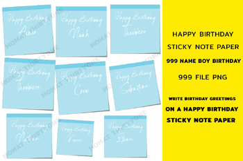 Preview of Happy Birthday Sticky Note Paper.