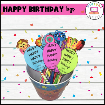 Happy Birthday Straw/Pencil Toppers by Live Love Learn with Miss Kriss