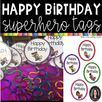 Preview of Superhero Birthday Favor Tags