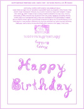 Preview of Happy Birthday Thistle Lilac Fabric Font Letters Printable Card