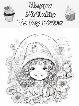 Preview of Happy Birthday To My Sister Coloring Pages | 2 Pages