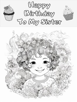 Preview of Happy Birthday To My Sister Coloring Pages | 2 Pages