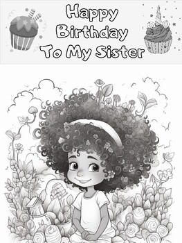 Preview of Happy Birthday To My Sister Coloring Pages | 2 Pages