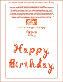 Preview of Happy Birthday Tomato Fabric Font Letters Printable Card