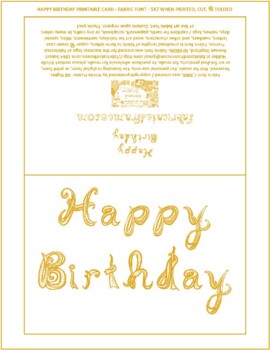 Preview of Happy Birthday Tumeric Fabric Font Letters Printable Card