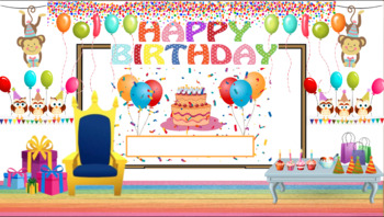 Preview of Happy Birthday Virtual Classroom Background (non-editable)