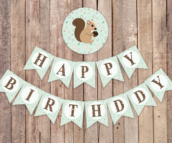 Preview of Happy Birthday ,Woodland Banner, Birthday Banner, animals party