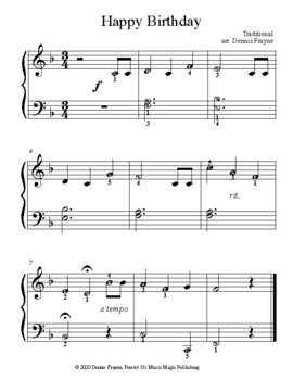 Happy Birthday (piano/vocal) (big alpha note notation) by Dennis Frayne