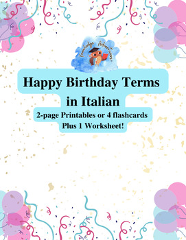 Preview of Happy Birthday terms for Kids in Italian
