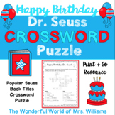Happy Birthday to You, Dr. S Inspired Crossword Puzzle - R