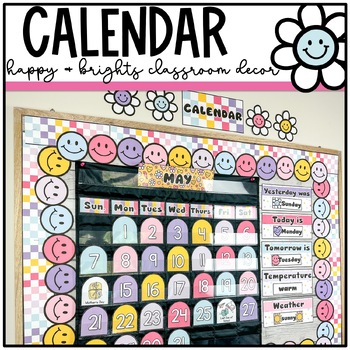 Preview of Happy Brights Classroom Decor: Calendar Kit