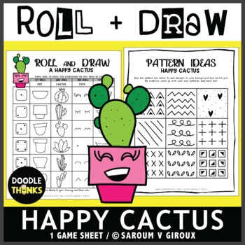 Preview of Happy Cactus Roll and Draw Game Sheet | Pattern Handout | Multiple Uses FREEBIE