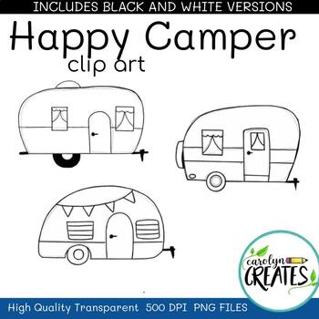 camping in a camper clipart