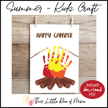 Happy Camper - Camping - Campfire - Summer - Handprint Art - printable
