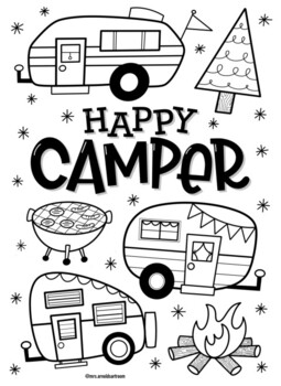 Happy Camper coloring page by Mrs Arnolds Art Room | TpT