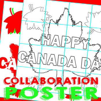 Preview of Happy Canada day Collaborative Poster, Victoria day 2024 activities art lesson