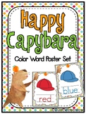 Happy Capybara | Color Word Poster Set | Polka Dot | Fruit