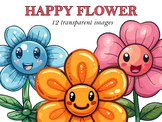 Happy Cartoon Flowers Clipart