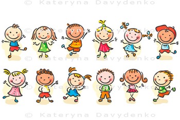 Happy Cartoon Sketchy Kids Jumping or Dancing | TPT