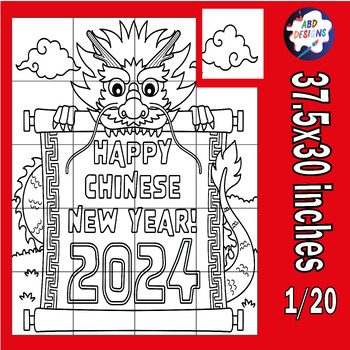 Preview of Happy Chinese New Year 2024 - Collaborative Art Poster Coloring, Lunar New Year