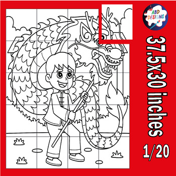 Preview of Happy Chinese New Year 2024 - Collaborative Art Poster Coloring, Lunar New Year