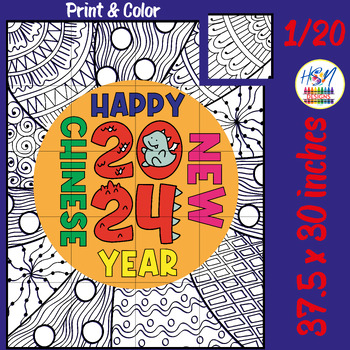 Preview of Happy Chinese New Year 2024 - Year of Dragon Collaborative Coloring Poster Board