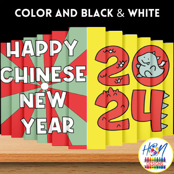 Preview of Happy Chinese New Year 2024 - Year of Dragon Coloring agamograph Bulletin Board