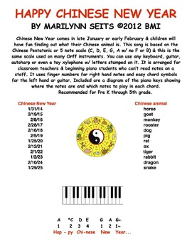 Preview of Happy Chinese New Year - Easy notation children's song...