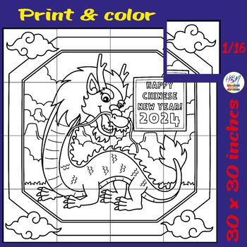 Preview of Happy Chinese New Year of the Dragon 2024 Collaborative Coloring Poster Crafts