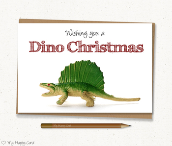 Preview of Merry Christmas Card, Printable, Dino Christmas Greeting Card, Dino Toy, 4"X6"