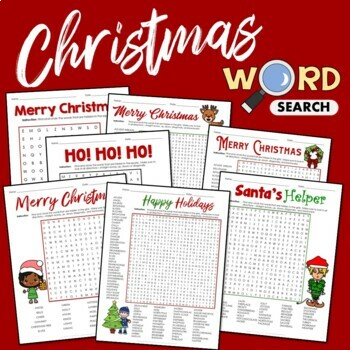 Preview of Fun Merry Christmas Theme Word Find Search Puzzle Vocabulary Activity Worksheets