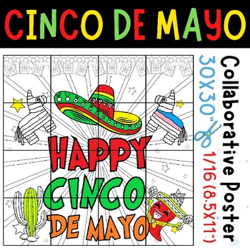 Preview of Happy Cinco de mayo Collaborative Coloring poster