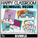 Happy Classroom Bilingual Decor | Rainbow Decor