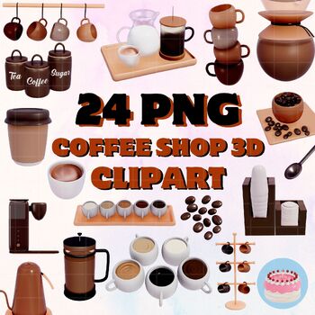 Preview of Happy Coffee Shop 3D Clipart 24 PNG