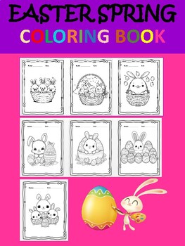 Preview of Happy Cute Easter Eggs Bunny 7 Coloring Pages-Spring Coloring Sheets Kids-Free