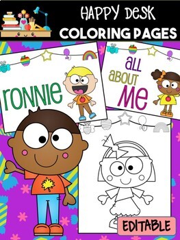 Download All About Me Kids - Happy Desk Editable Coloring Pages by The Lotus Pond