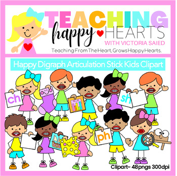 Preview of Happy Digraph Articulation Stick Kids Clipart