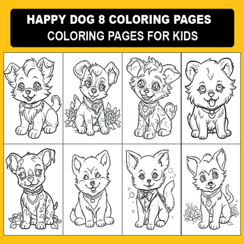 Happy Dog Coloring Pages For kids by COLORING BY KEVIN | TPT