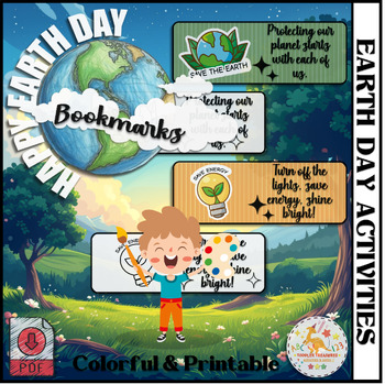 Preview of Happy Earth Day Bookmarks: Colorful & Printable | Earth Day Activities!