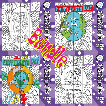 Preview of Happy Earth Day Collaborative Coloring Poster Bulletin Board Activities & Bundle