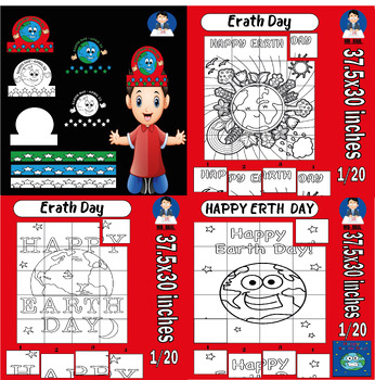 Preview of Happy Earth Day Collaborative Coloring Poster Bulletin Board Activities & Bundle