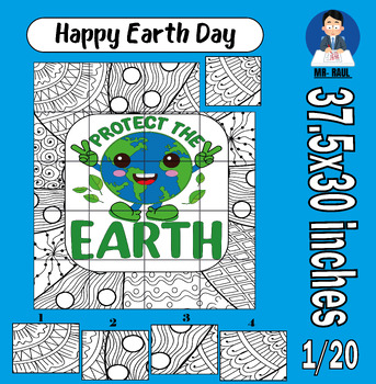 Preview of Happy Earth Day Collaborative Coloring Poster Bulletin Board Activities & Crafts