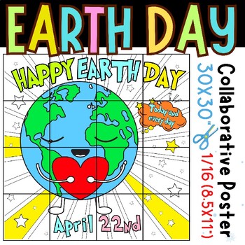 Preview of Happy Earth Day Collaborative Coloring Poster Project Art