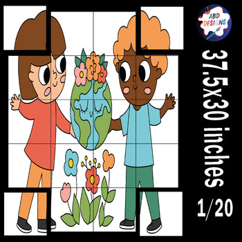 Preview of Happy Earth Day Craft Coloring Activities Bulletin Board Collaborative Poster