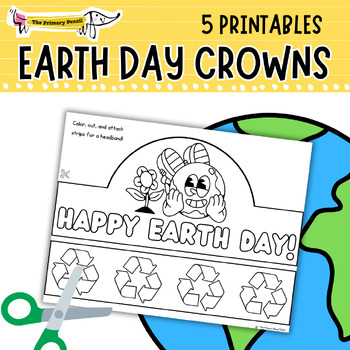 Preview of Happy Earth Day Crowns! Color & Cut | Low-Prep, Print & Go Party Activity
