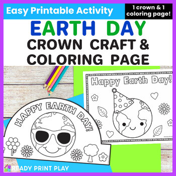 Preview of Printable Earth Day Crown Craft | Preschool April Science and Coloring Activity