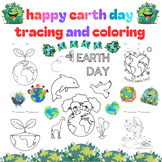 Happy Earth Day Tracing and Coloring Pages for Kids worksh