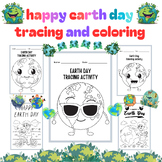 Happy Earth Day Tracing pages and Coloring Pages for Kids 